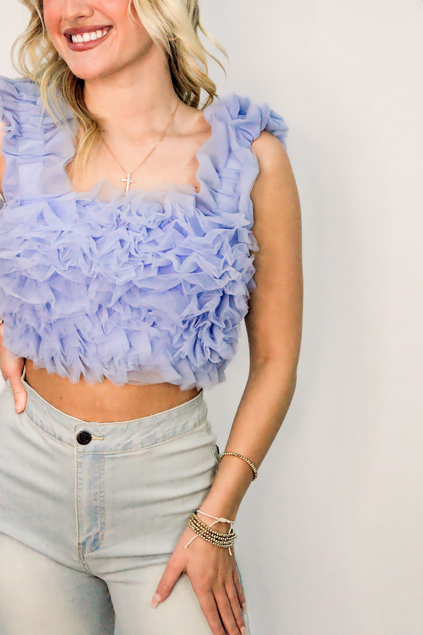 Baby Blue Tulle Top