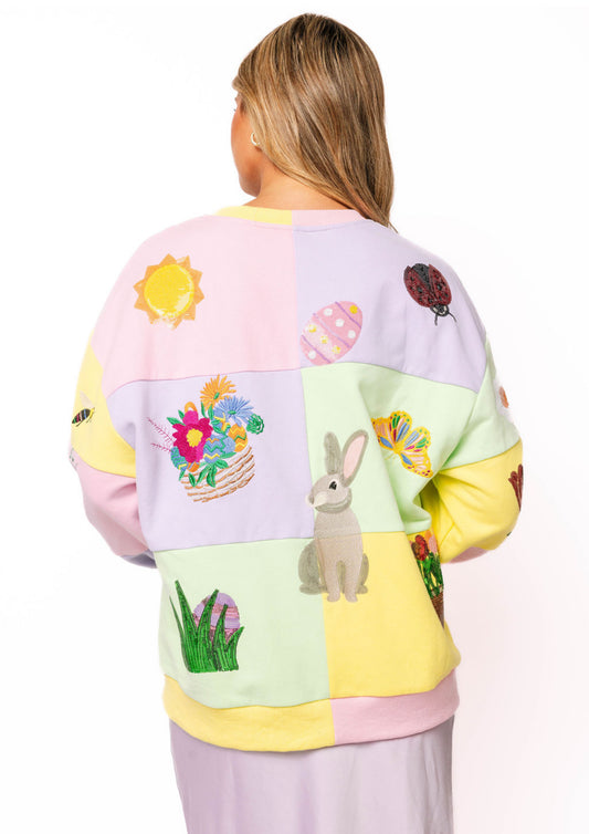 QOS Color Block Easter Sweatshirt