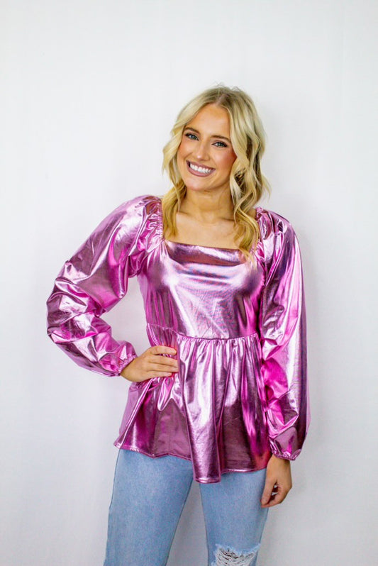 Pink Metallic Top