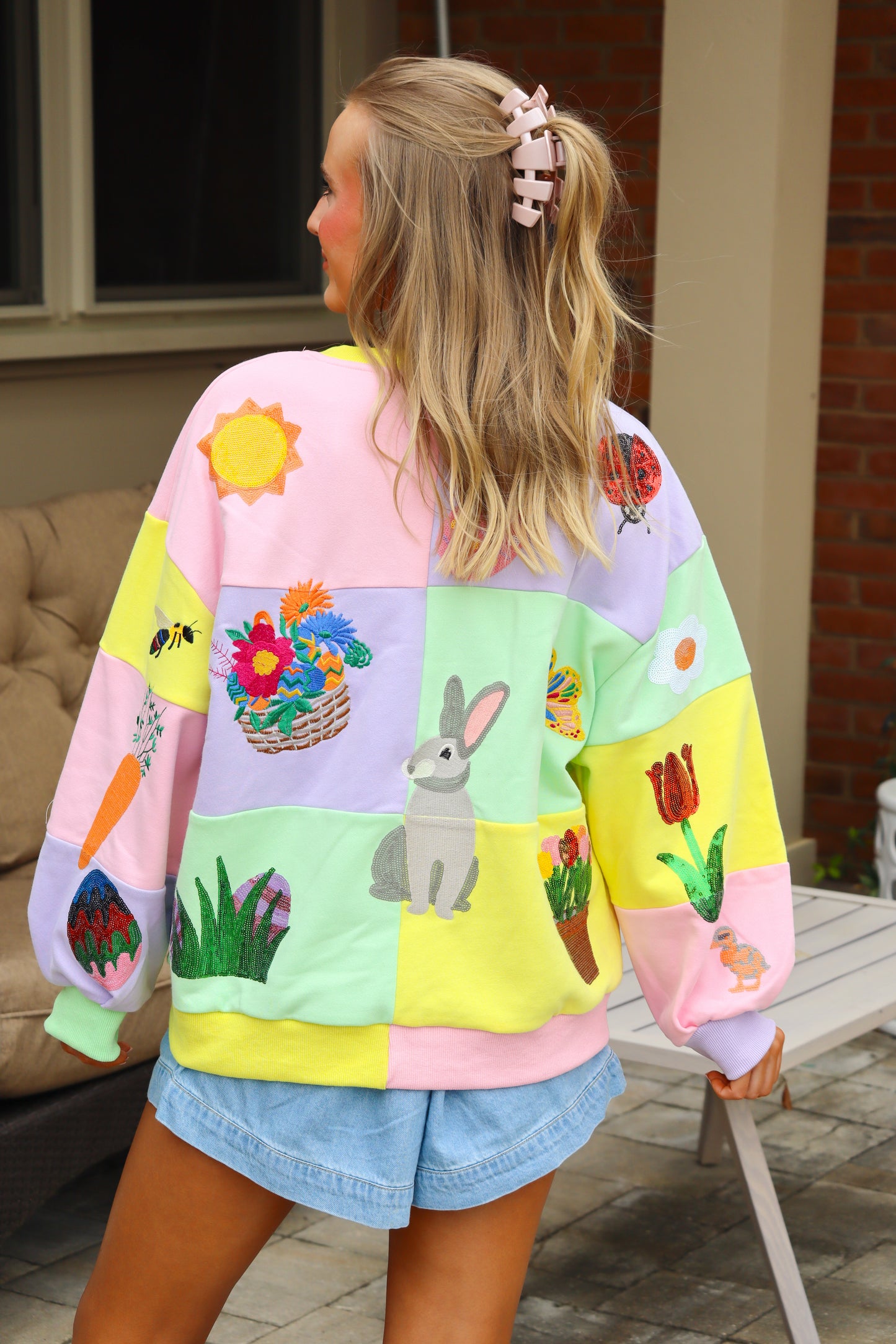 QOS Color Block Easter Sweatshirt