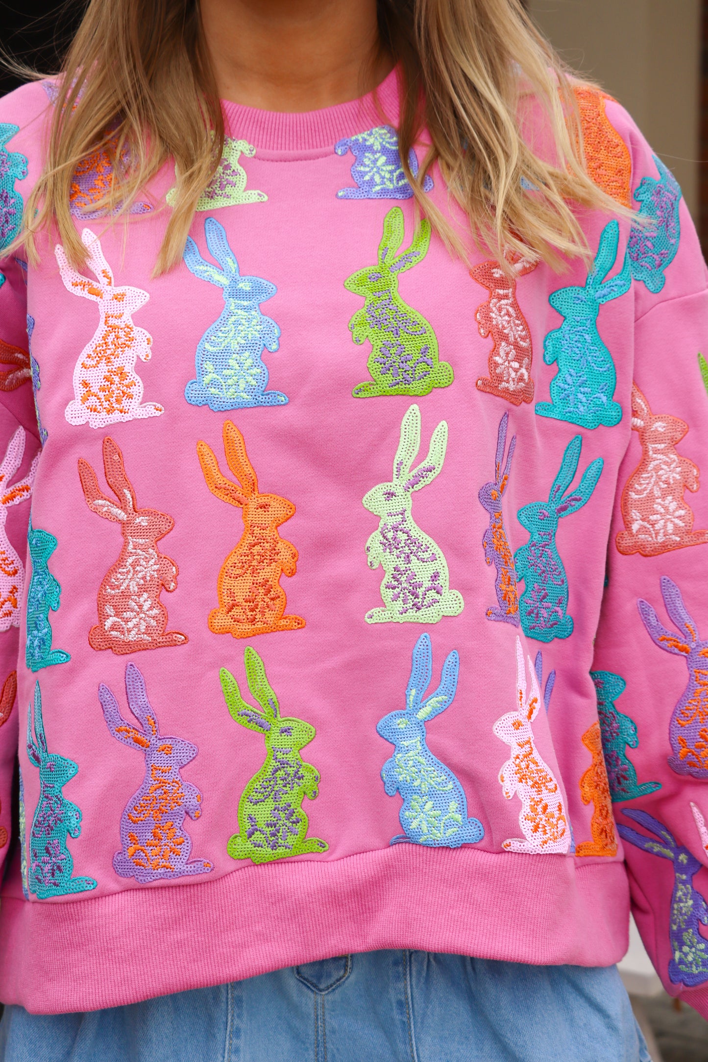 QOS Multi Easter Bunny Sweatshirt
