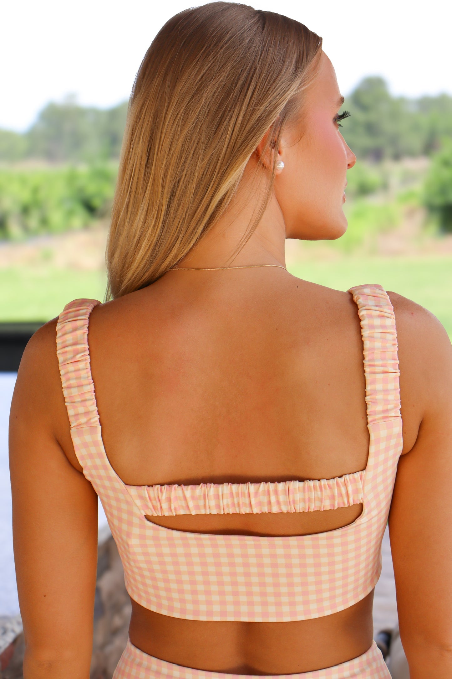 Peach Gingham Set