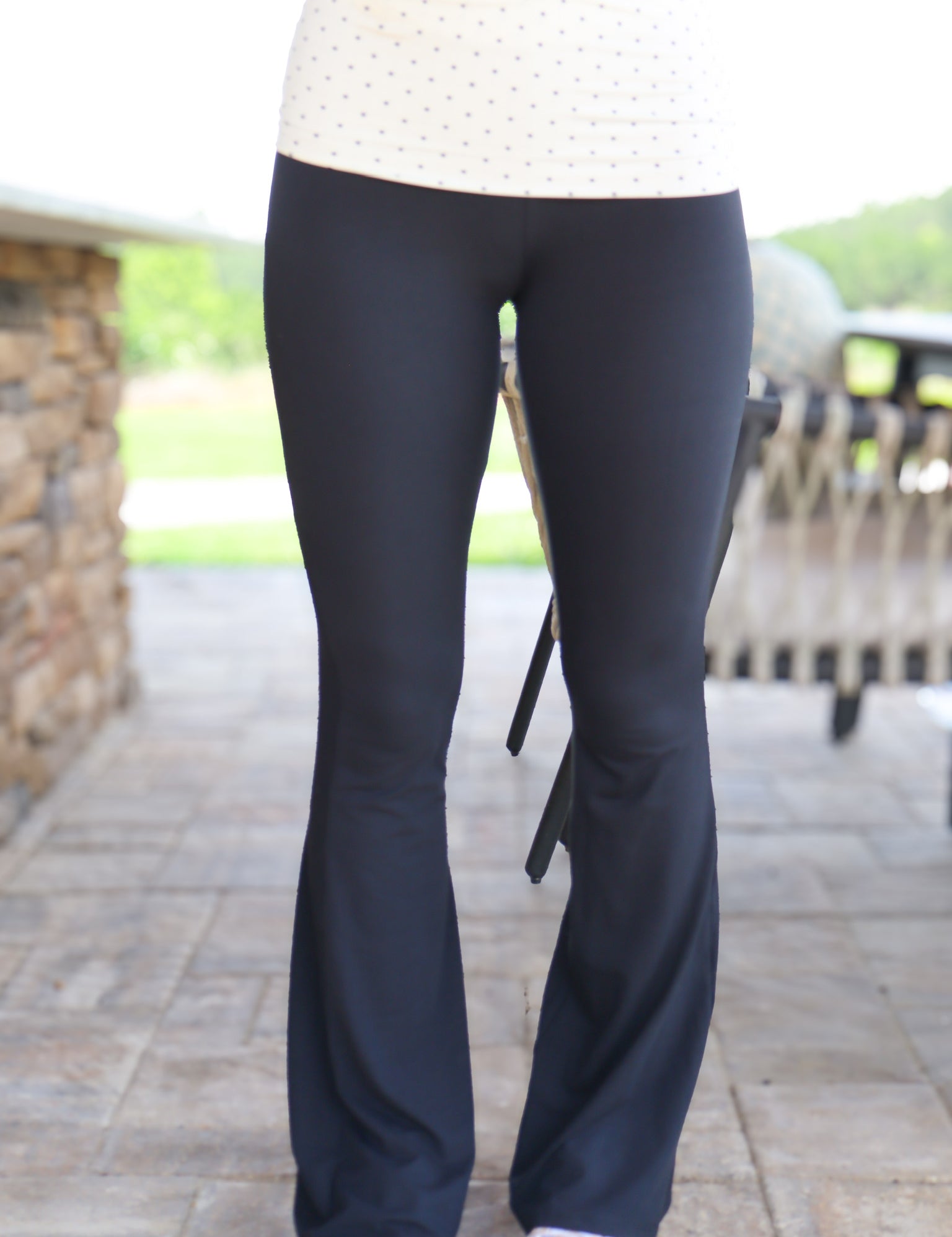 Polka Dot Fold Over Flare Pants