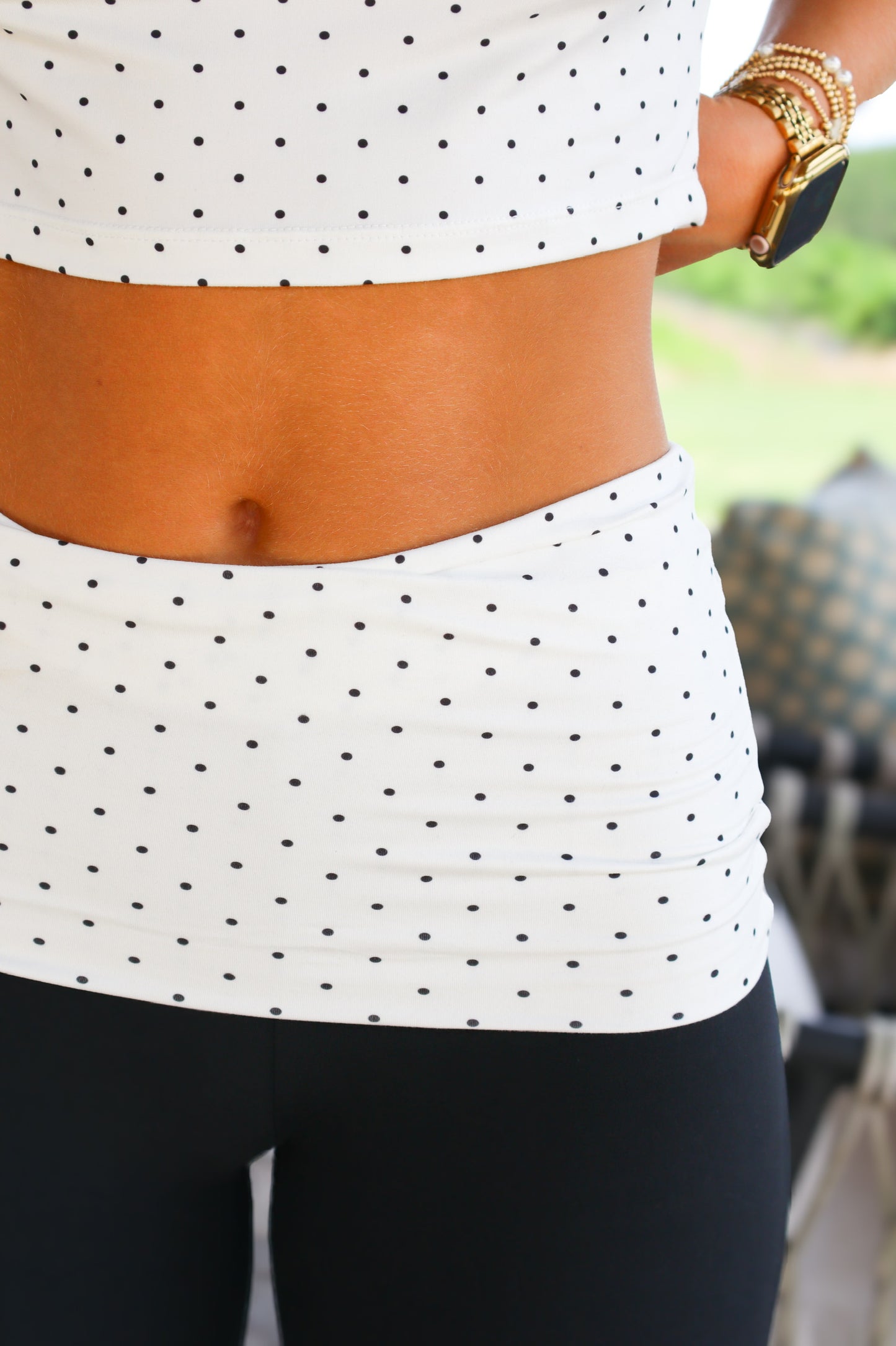 Polka Dot Fold Over Flare Pants