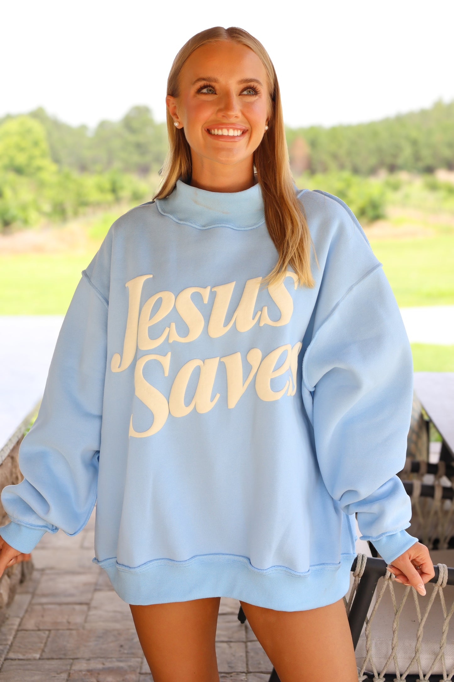 Jesus Saves Mock Neck Sweatshirt