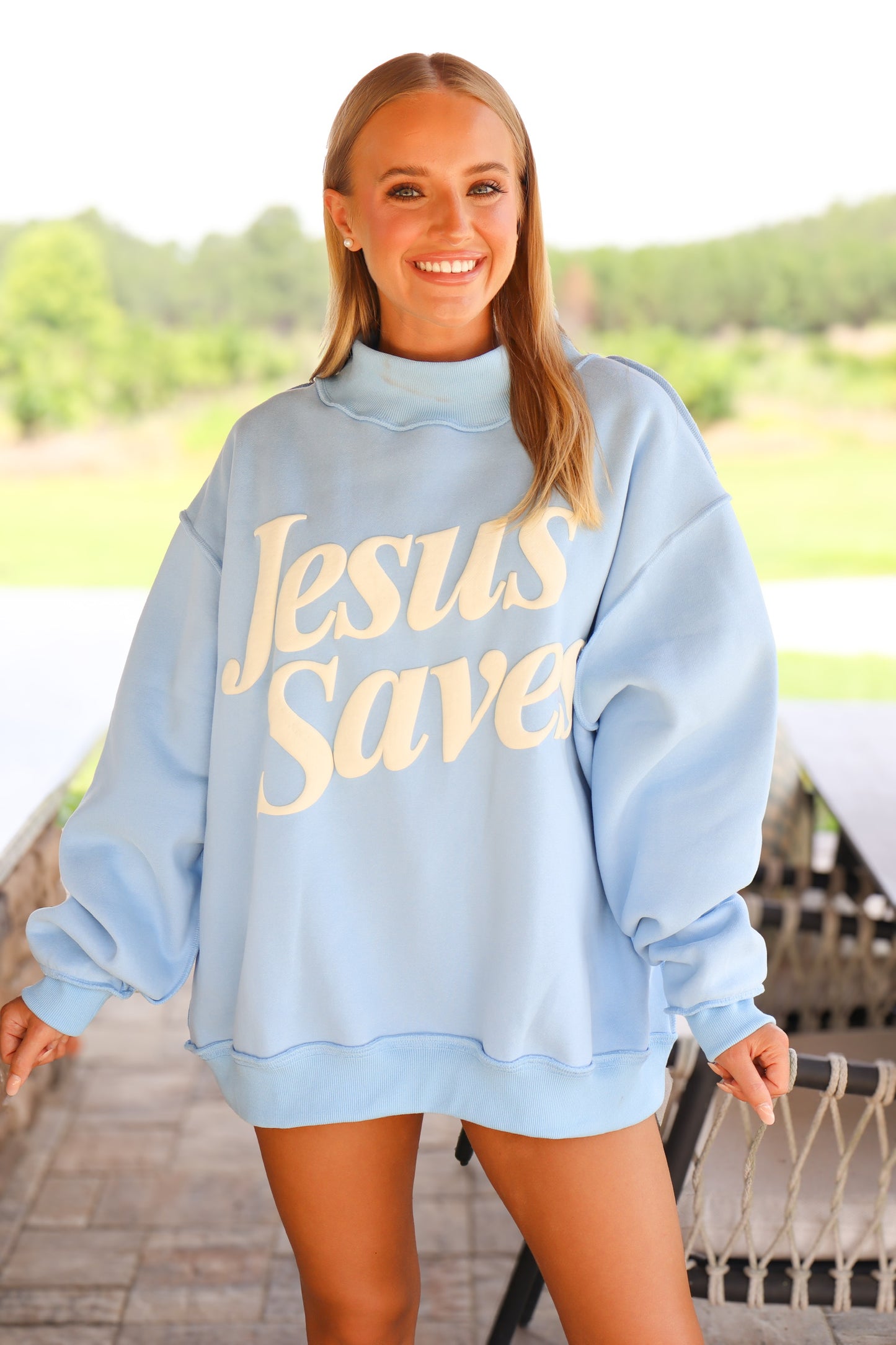 Jesus Saves Mock Neck Sweatshirt