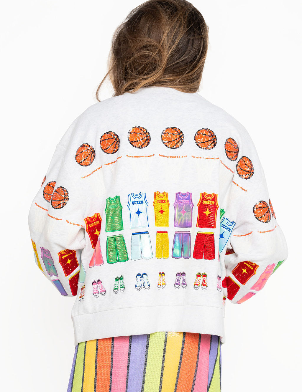 QOS Grey Multi Basketball Icon Sweatshirt