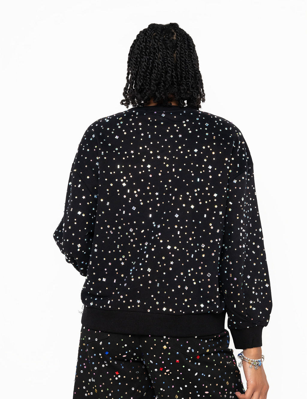 QOS Licensed Black Scattered Rhinestone Polar Express Sweatshirt