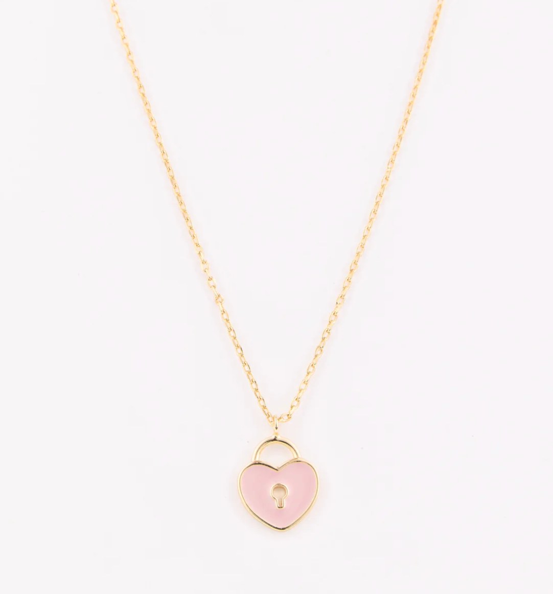 Pink Heart Locket Necklace