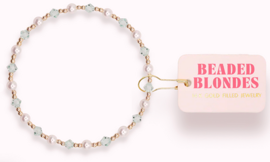 Beaded Blondes Green Pearl June Bracelet