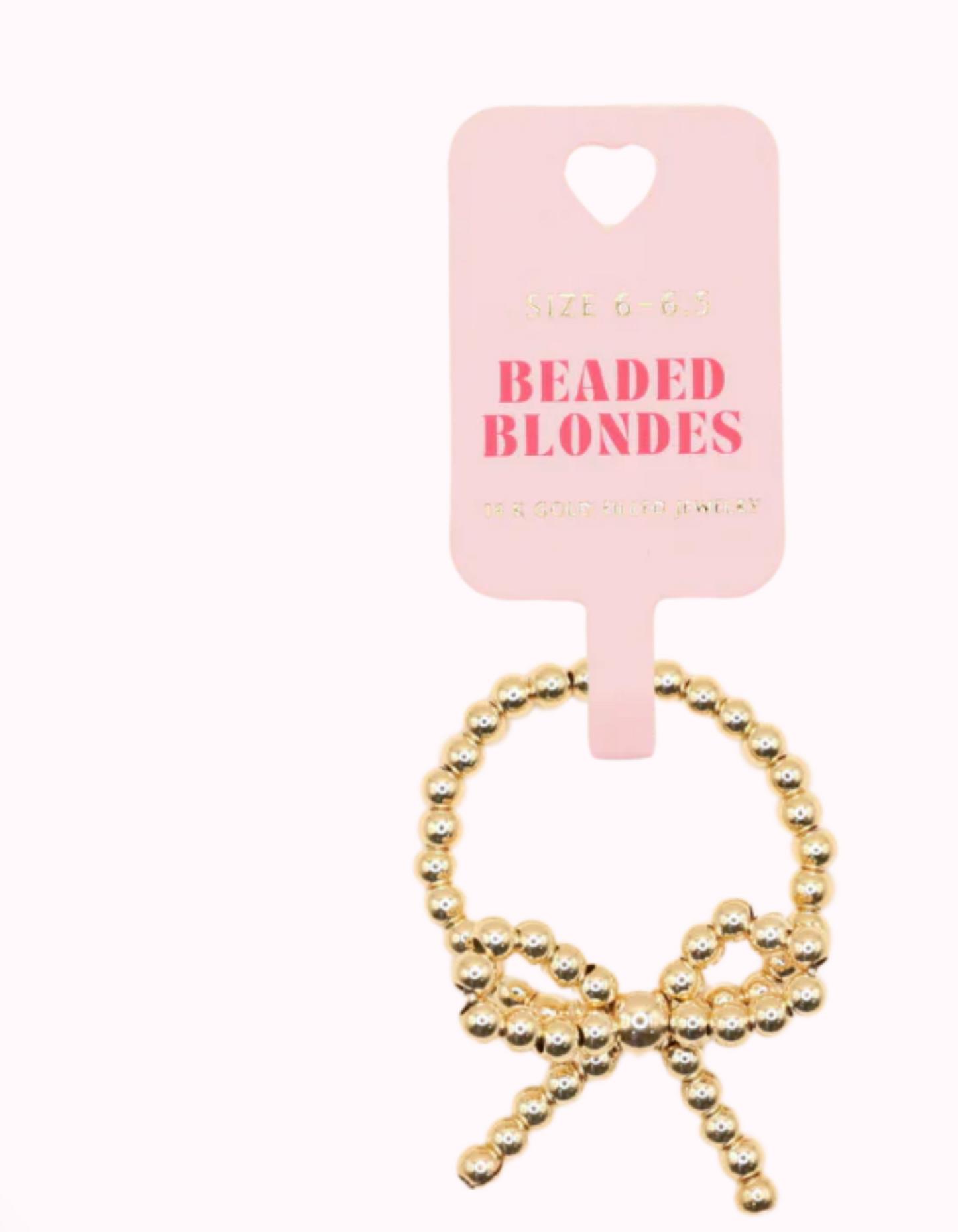 Beaded Blonde Gold Bow Ring