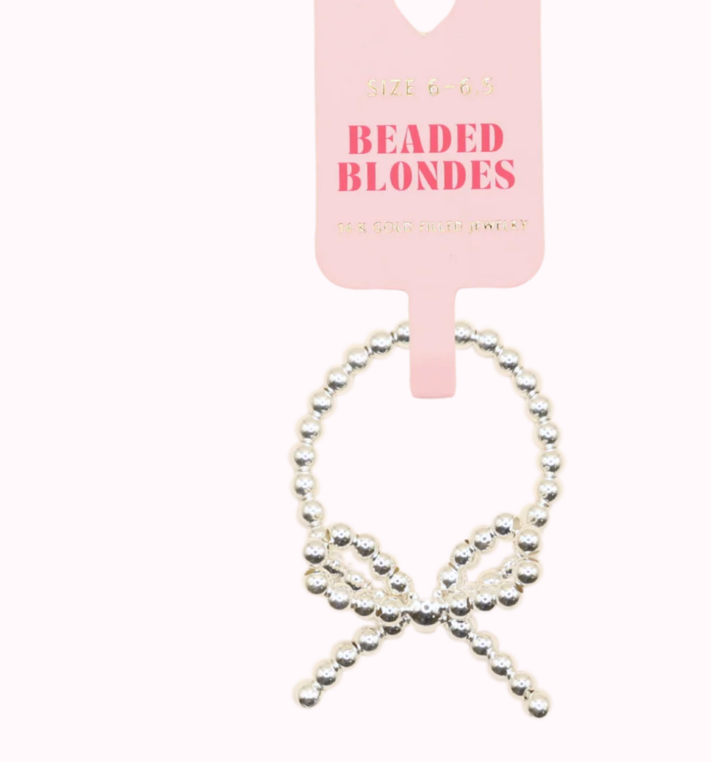Beaded Blonde Silver Bow Ring