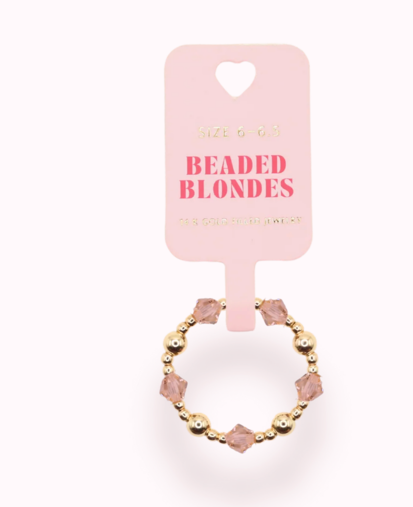 Beaded Blonde Blush Pink June Ring
