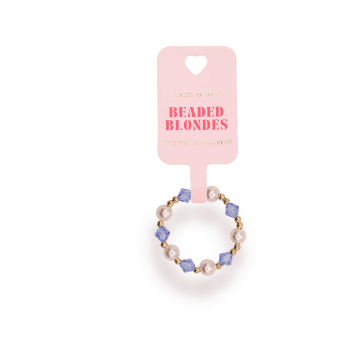 Beaded Blonde Blue Pearl June Ring