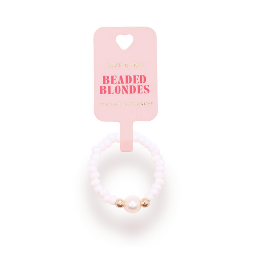 Beaded Blonde White Beaded Pearl Ring