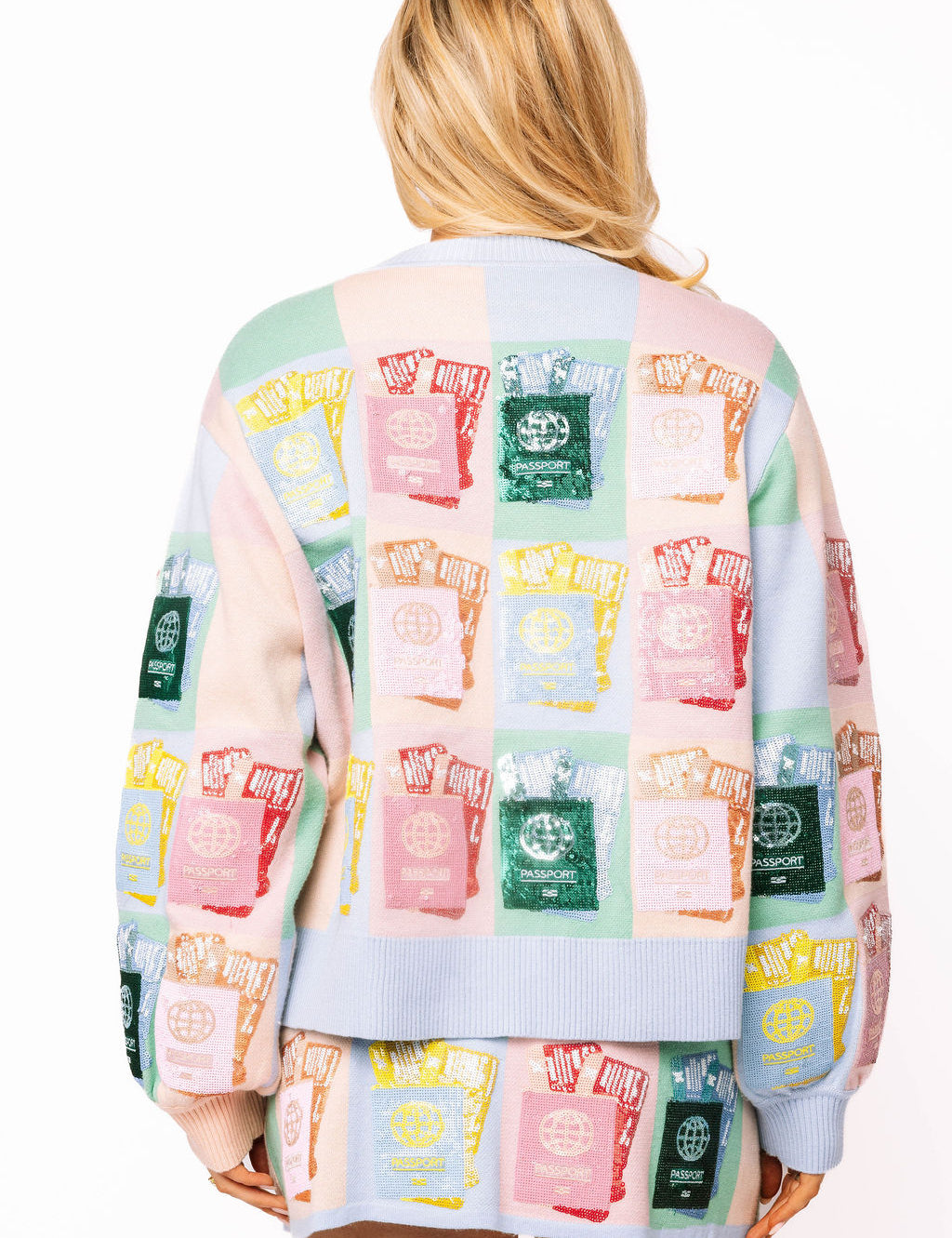 QOS Multi Colorblock Passport Cardigan