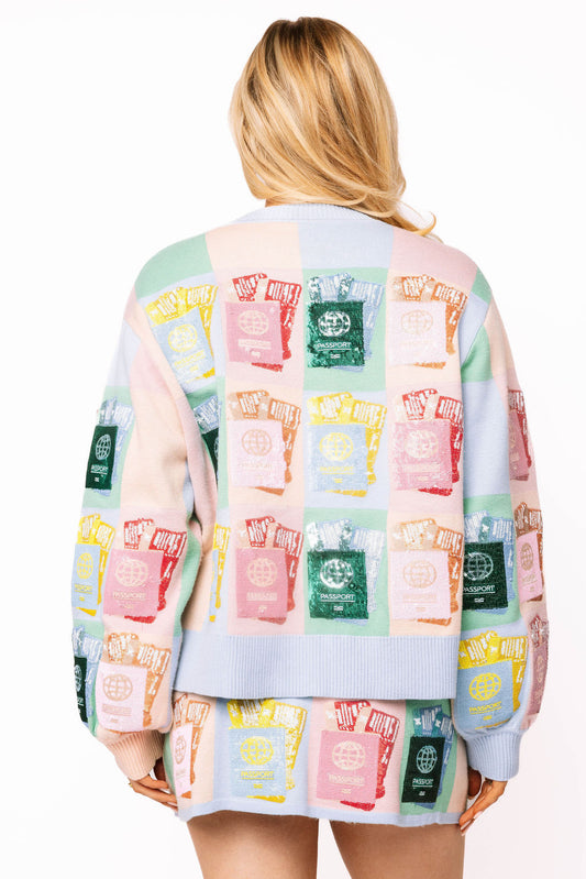 QOS Multi Colorblock Passport Cardigan