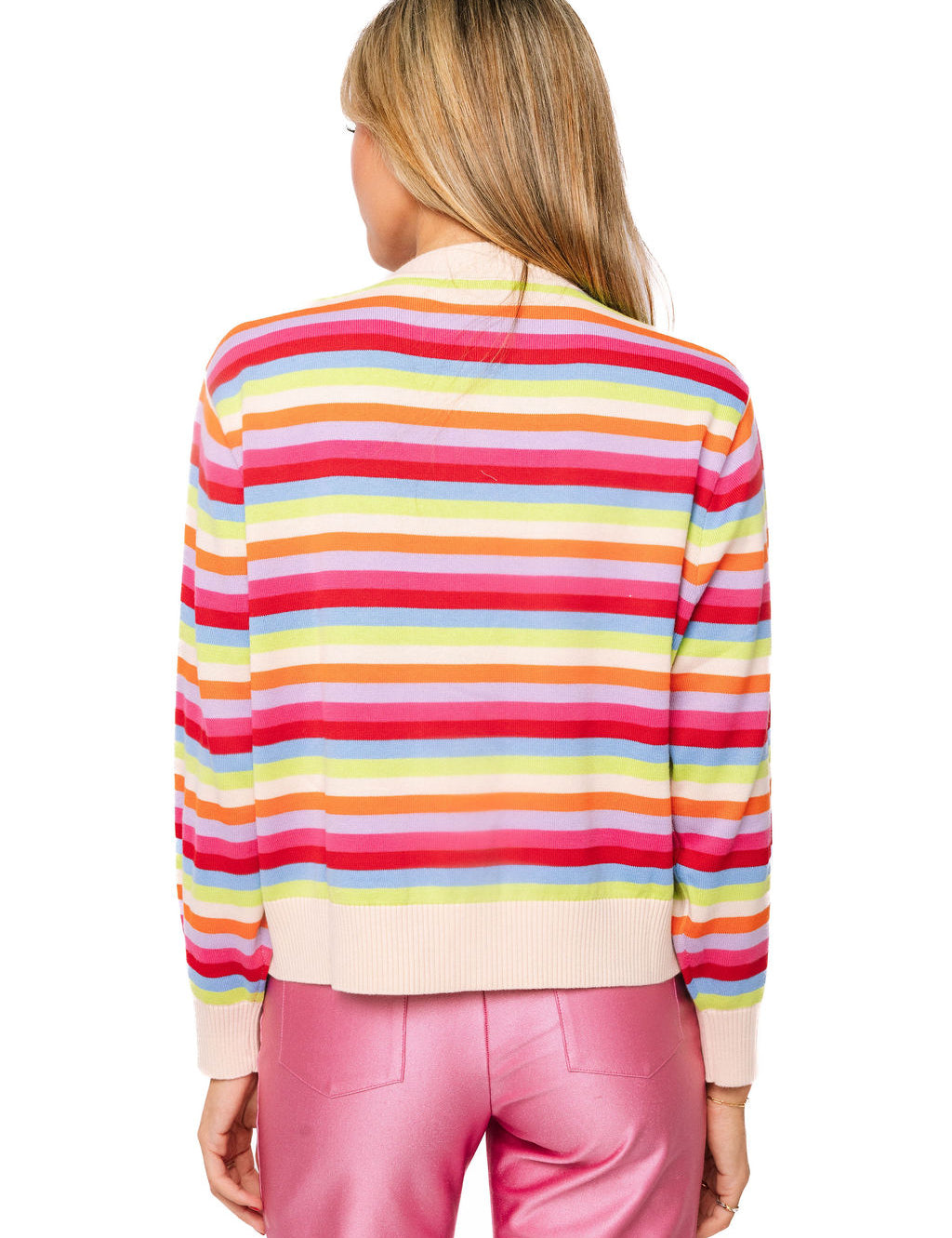 QOS Multi Striped Polka Dot "Queen" Button Up Cardigan