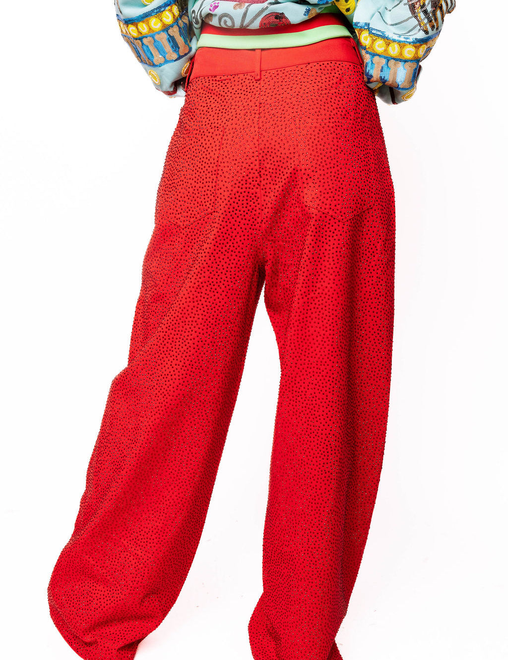 QOS Red Rhinestone Jean