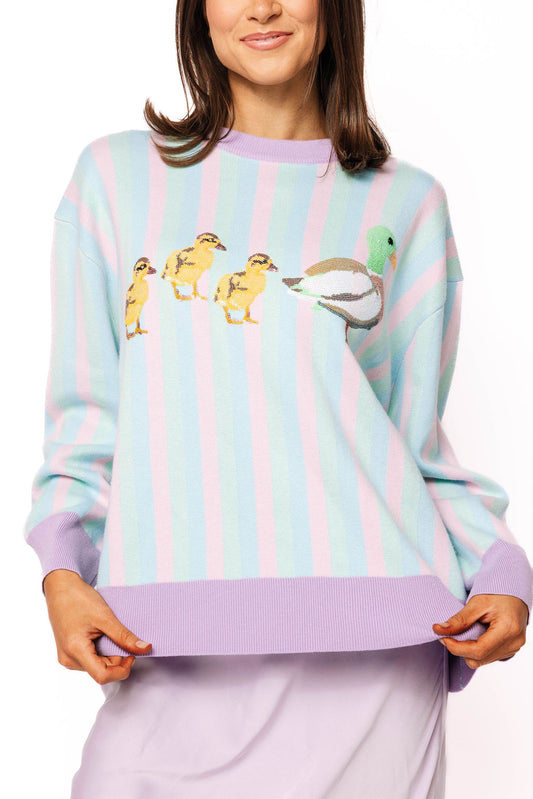 QOS Pastel Striped Duck Sweater