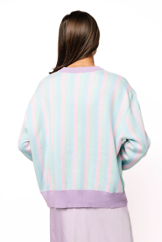 QOS Pastel Striped Duck Sweater