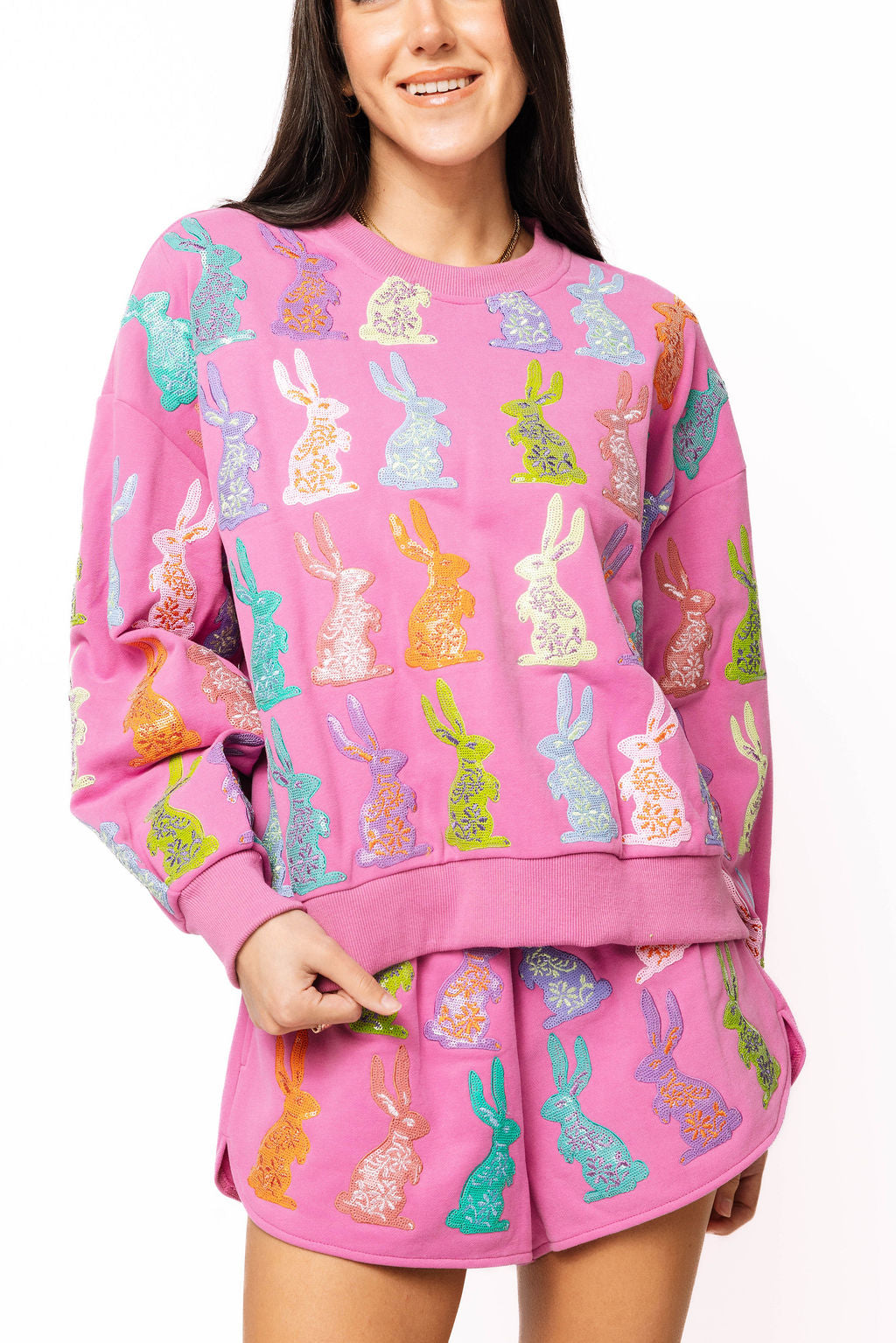 QOS Multi Easter Bunny Sweatshirt