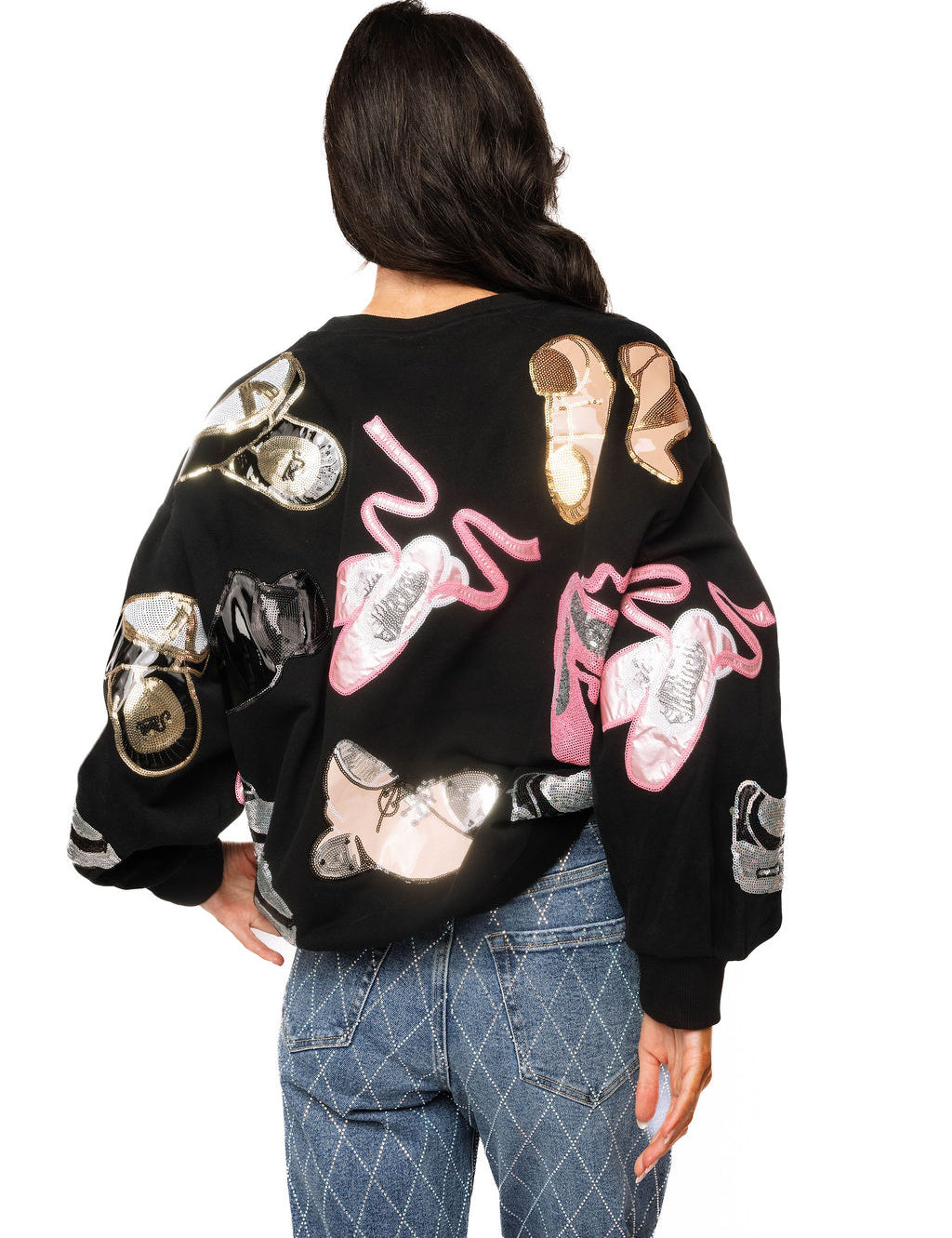 QOS  Black Dance Shoes Sweatshirt
