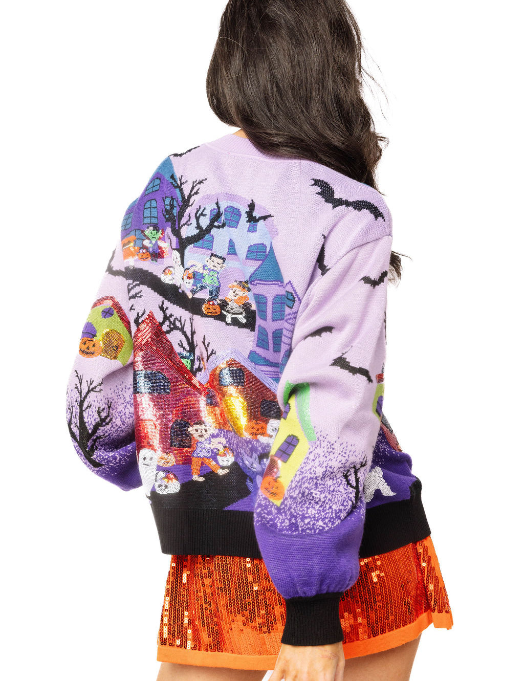 QOS Lavender Multi Trick Scene Cardigan