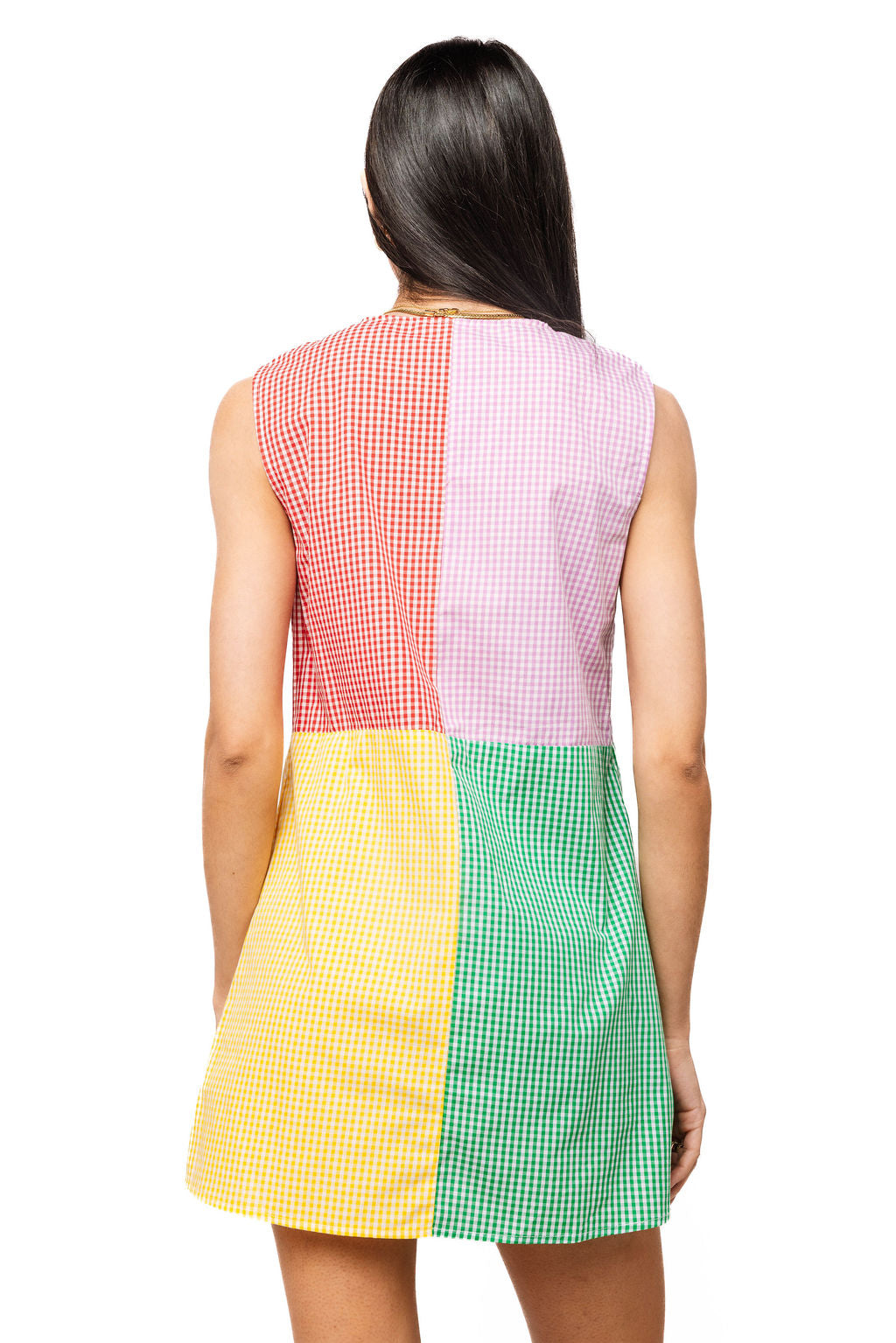 QOS Colorblock Gingham Queen Dress