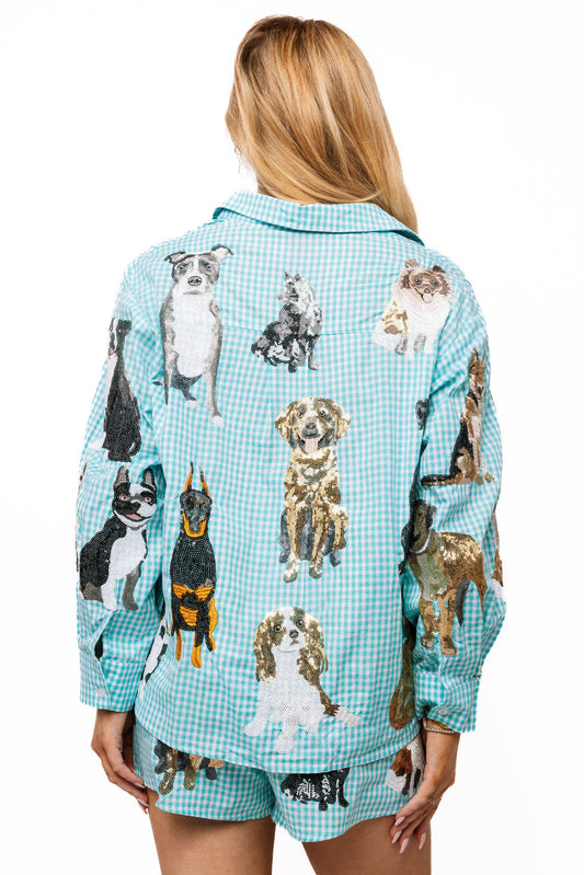 QOS Aqua Dog Button Down