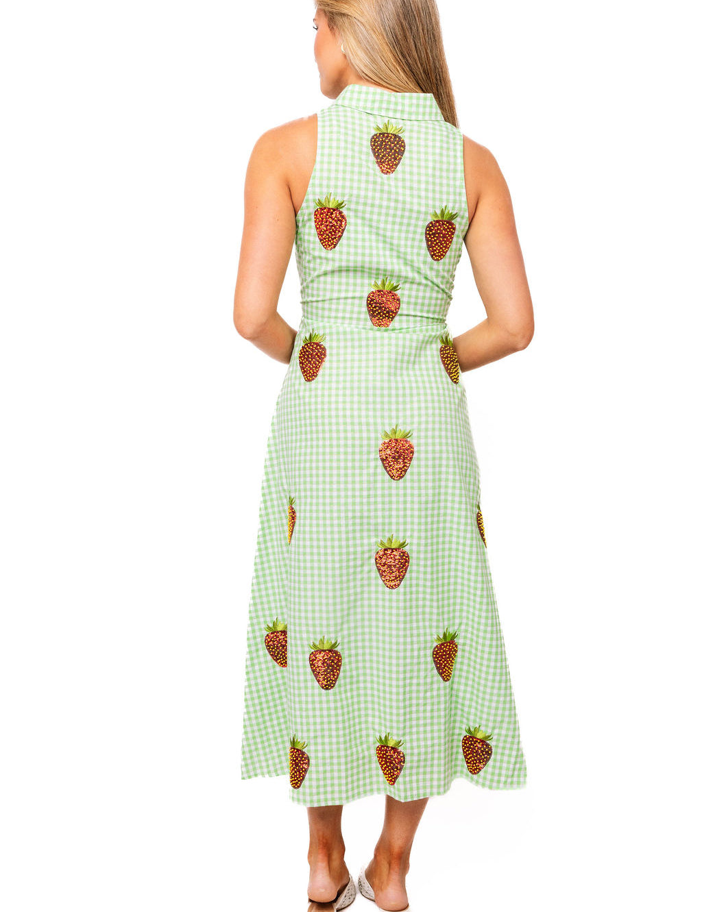 QOS Green & White Strawberry Dress