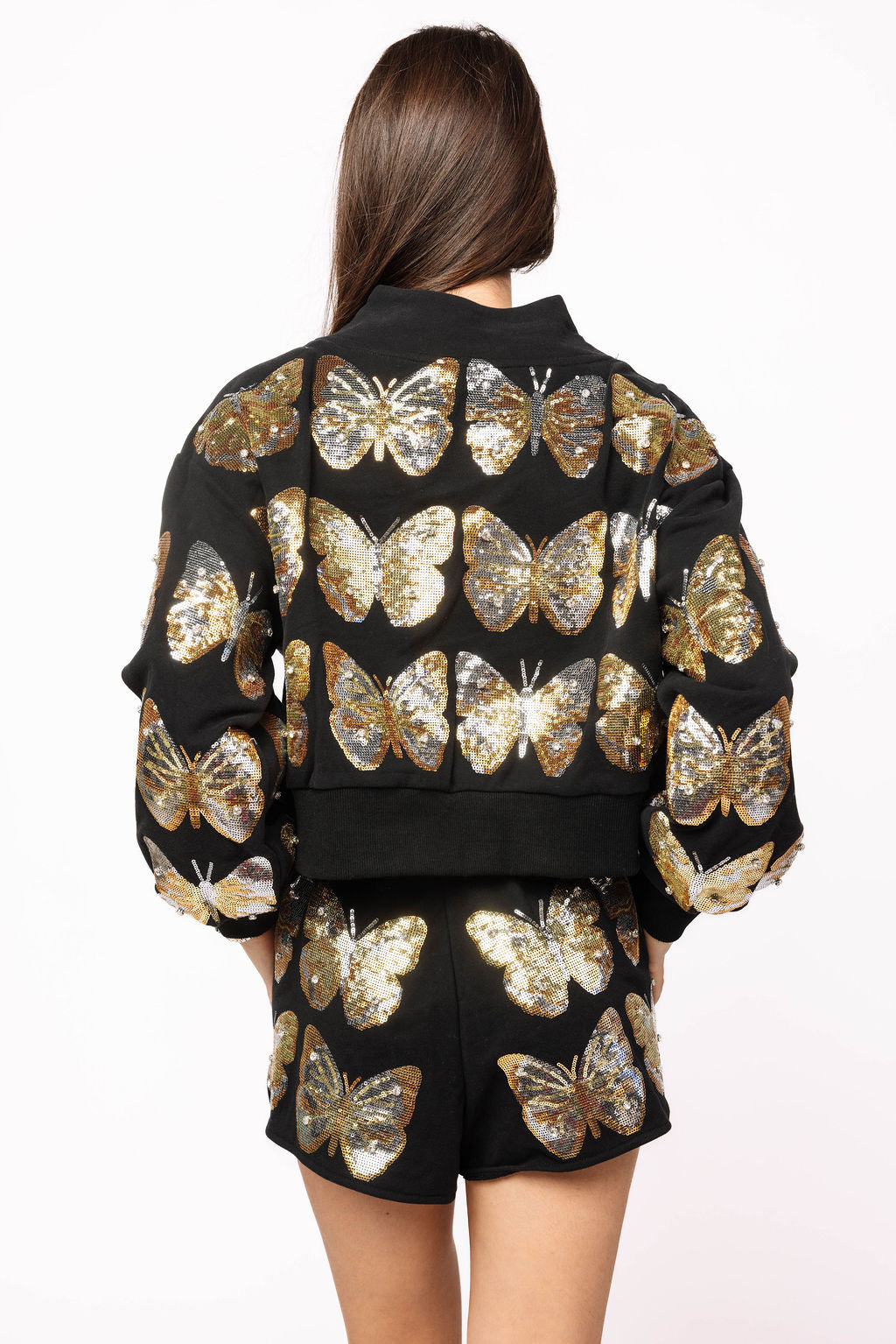 QOS Mock-Neck Butterfly Sweatshirt