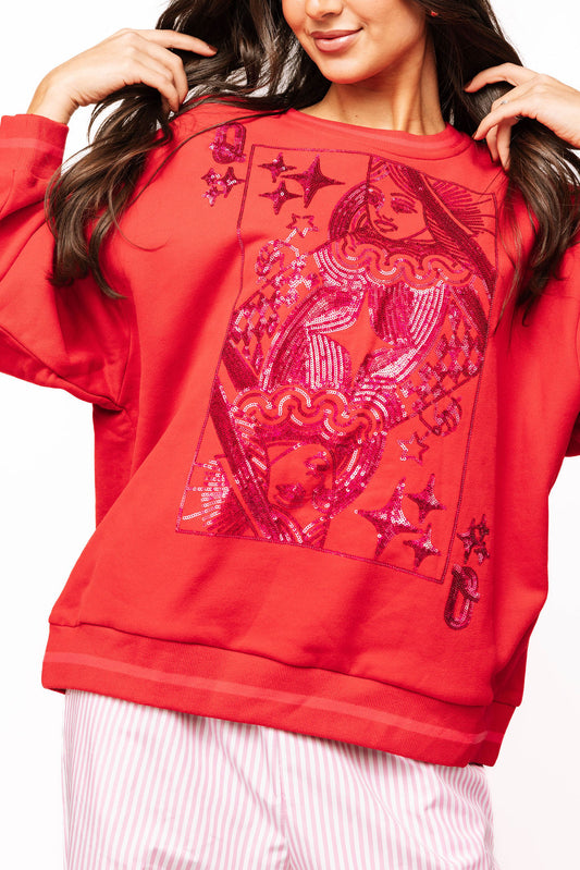 QOS Pink & Red Logo Card Sweatshirt